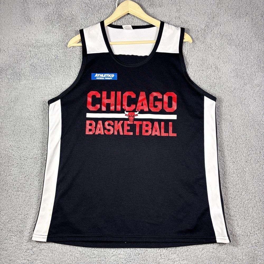 Athletico SGA Chicago Bulls Tank Top Men's Size L Black White 100% Polyester